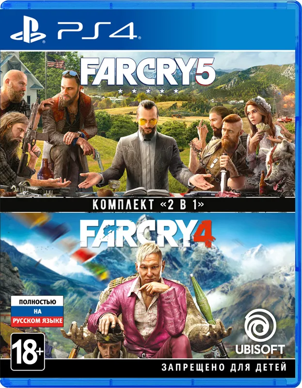PS4 Far Cry 5 (английская версия) + Far Cry 4 (русская версия) (Комплект 2 в 1) 